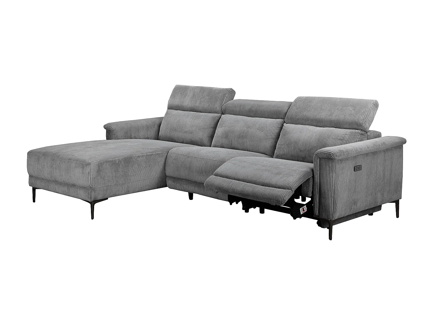 Lund | Canapé 3 places avec 1 fauteuil inclinable électrique en tissu anthracite