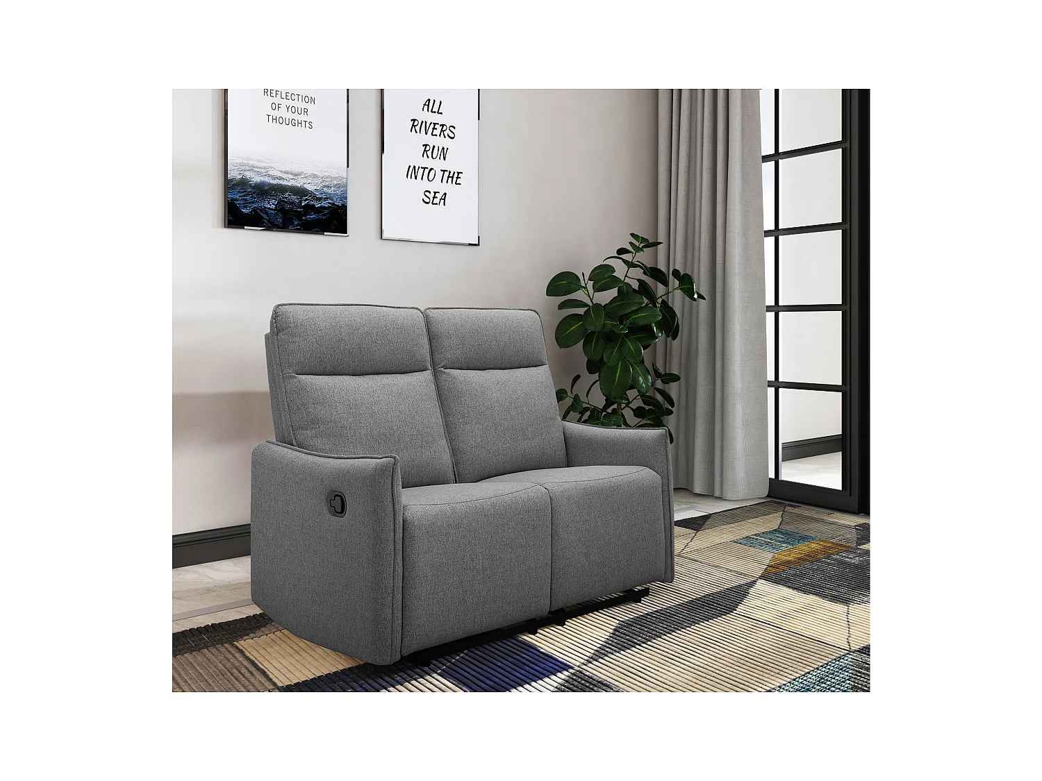 2-zits bank met handmatige functie in stof antraciet