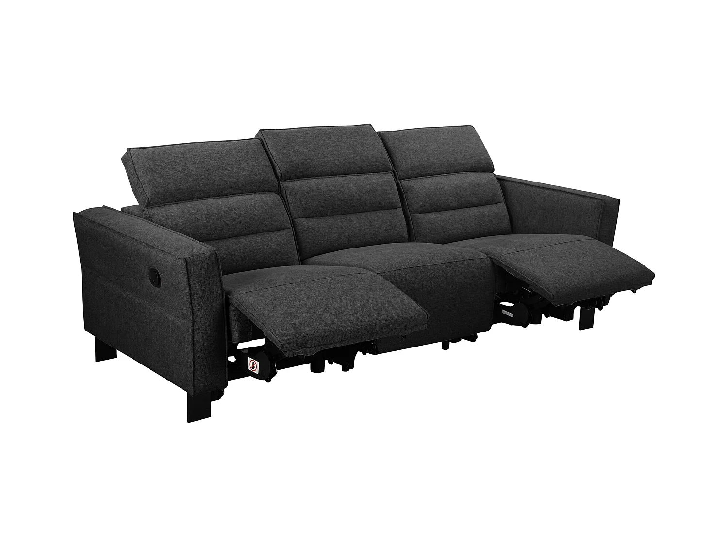 Carpari | Divano 3 posti con 2 reclinabili manuali in tessuto antracite