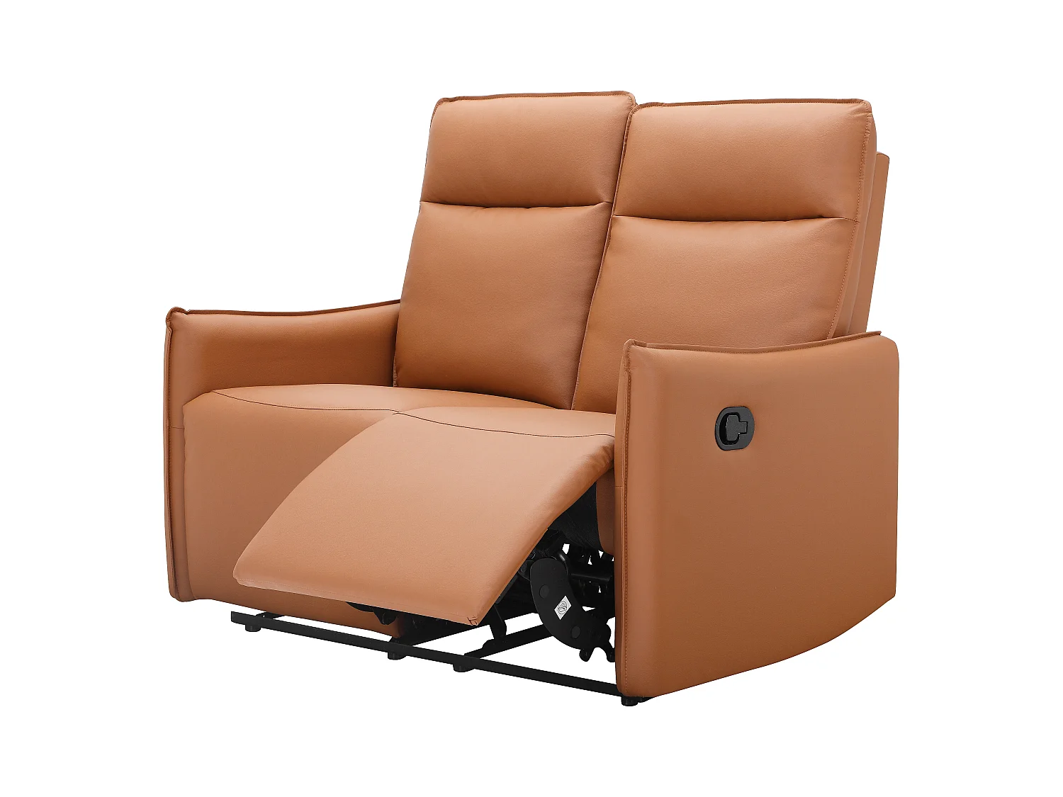 2-zits bank met handmatige functie in PU cognac kleur