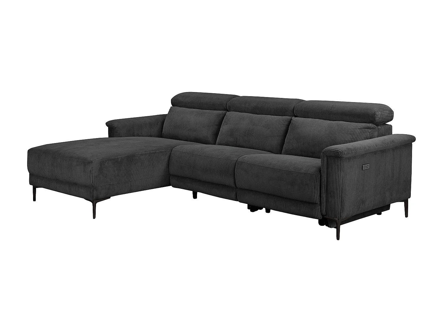 Lund | Sofá 3 plazas con 1 sillón reclinable eléctrico en tela antracita