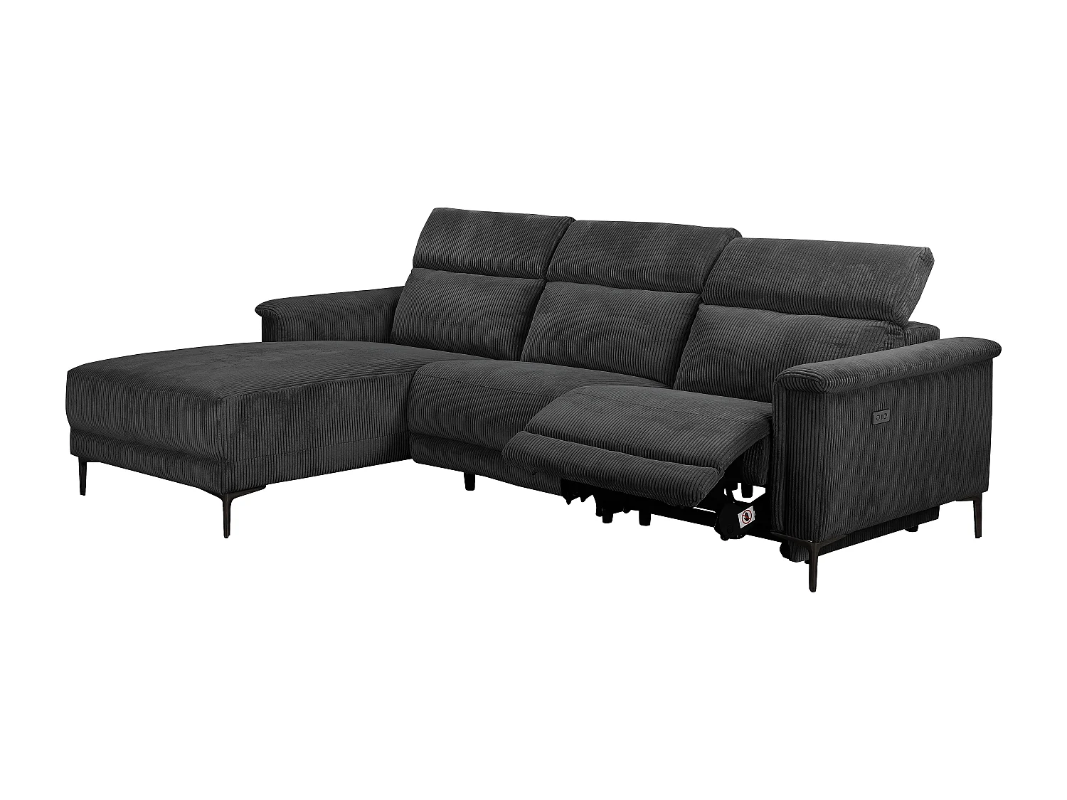 Lund | Sofá 3 plazas con 1 sillón reclinable eléctrico en tela antracita