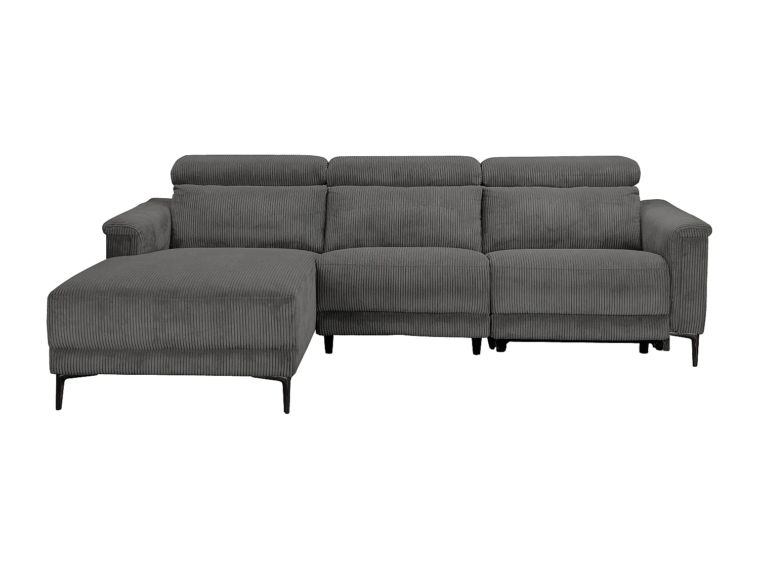 Lund | Canapé d’angle 3 places avec fonction électrique en velours côtelé crème