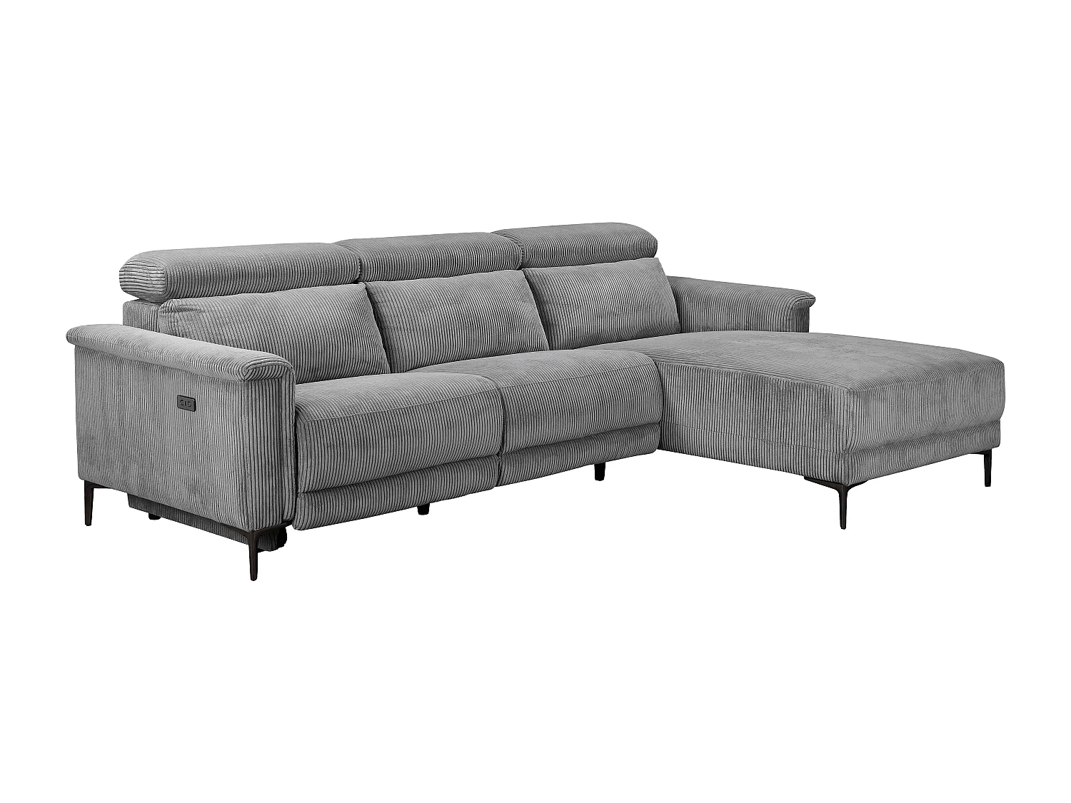 Lund | Canapé 3 places avec 1 fauteuil inclinable électrique en tissu anthracite