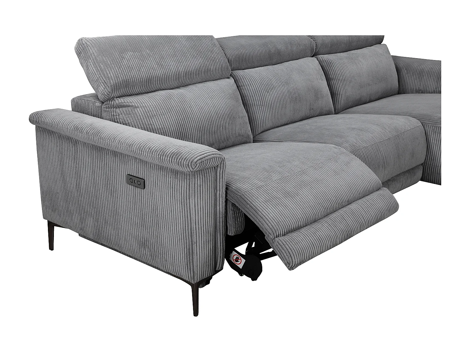 Lund | Canapé 3 places avec 1 fauteuil inclinable électrique en tissu anthracite