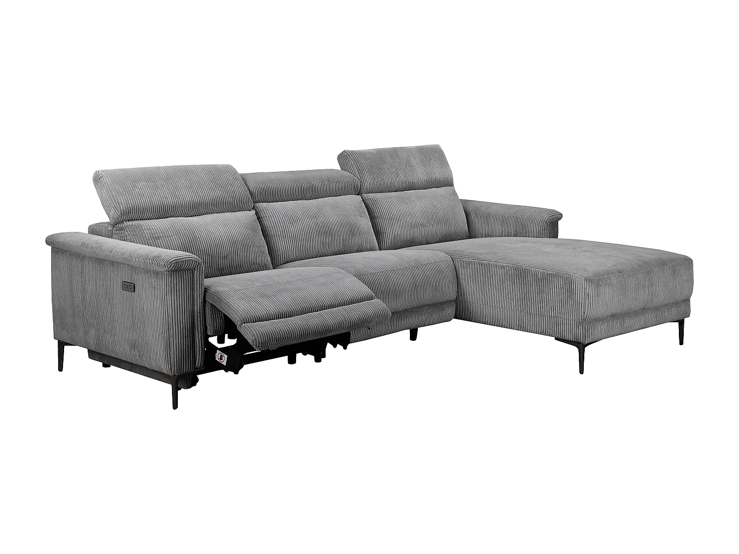 Lund | Canapé 3 places avec 1 fauteuil inclinable électrique en tissu anthracite