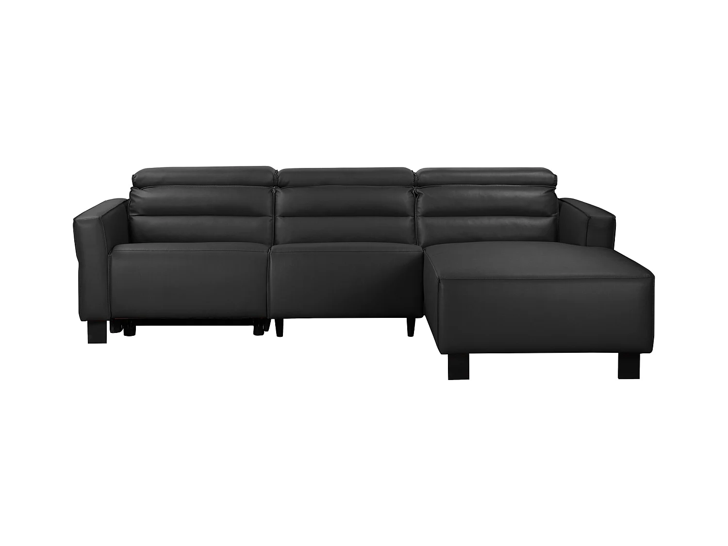 Carpari | Sofá 3 plazas con 1 sillón reclinable eléctrico en cueroPU negro