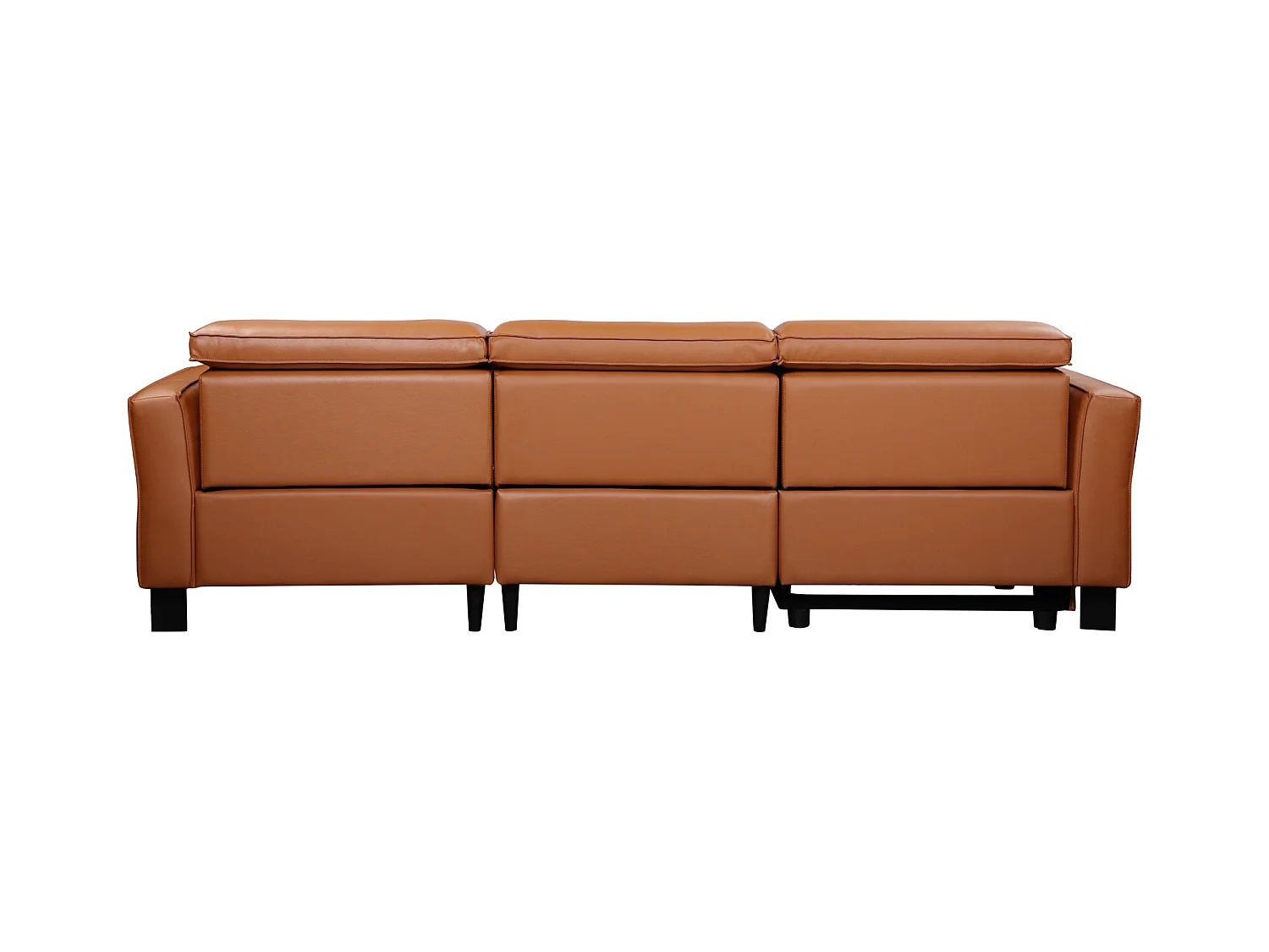 3-zitsbank met 1 elektrische relaxer in PU leder cognac