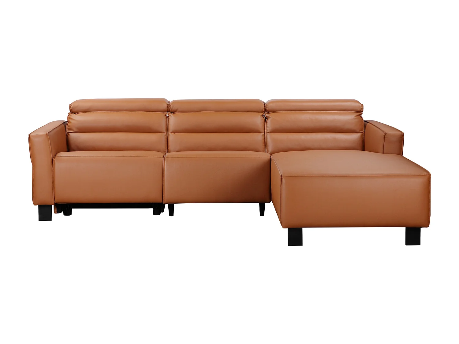 Carpari | Canapé 3 places avec 1 fauteuil inclinable électrique en cuir/PU cognac