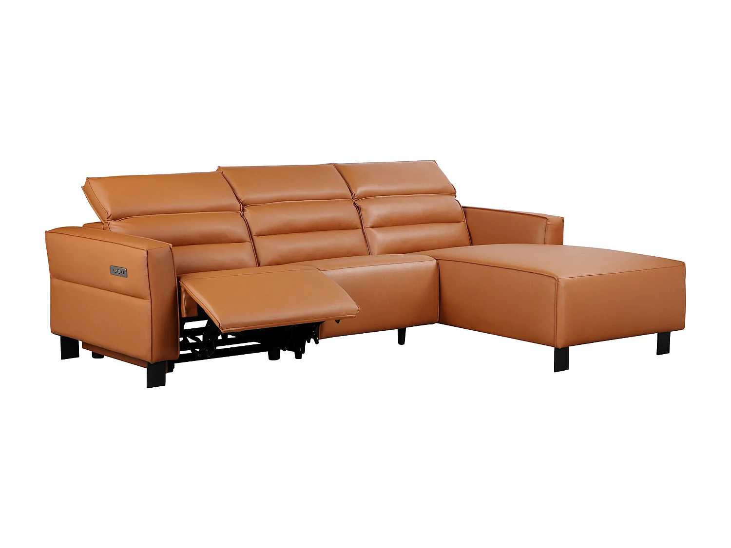 Carpari | Canapé 3 places avec 1 fauteuil inclinable électrique en cuir/PU cognac