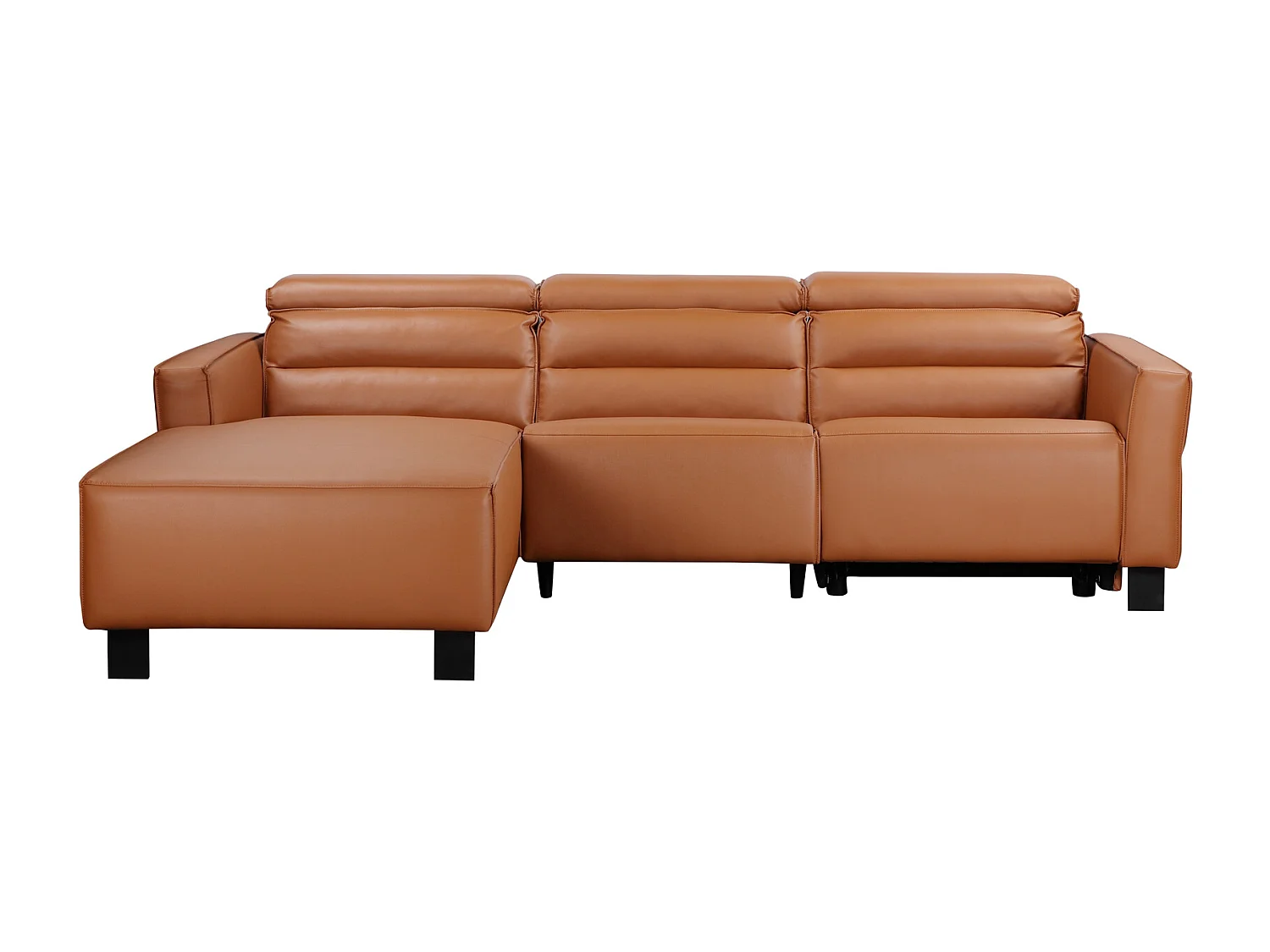 Carpari | Canapé 3 places avec 1 fauteuil inclinable électrique en cuir/PU cognac