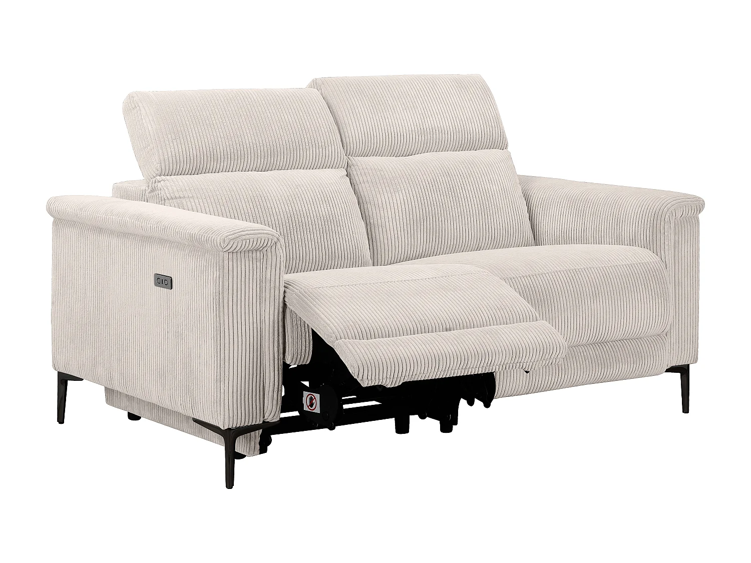 Lund | Sofá de 2 plazas con 1 sillón reclinable eléctrico en crema de pana