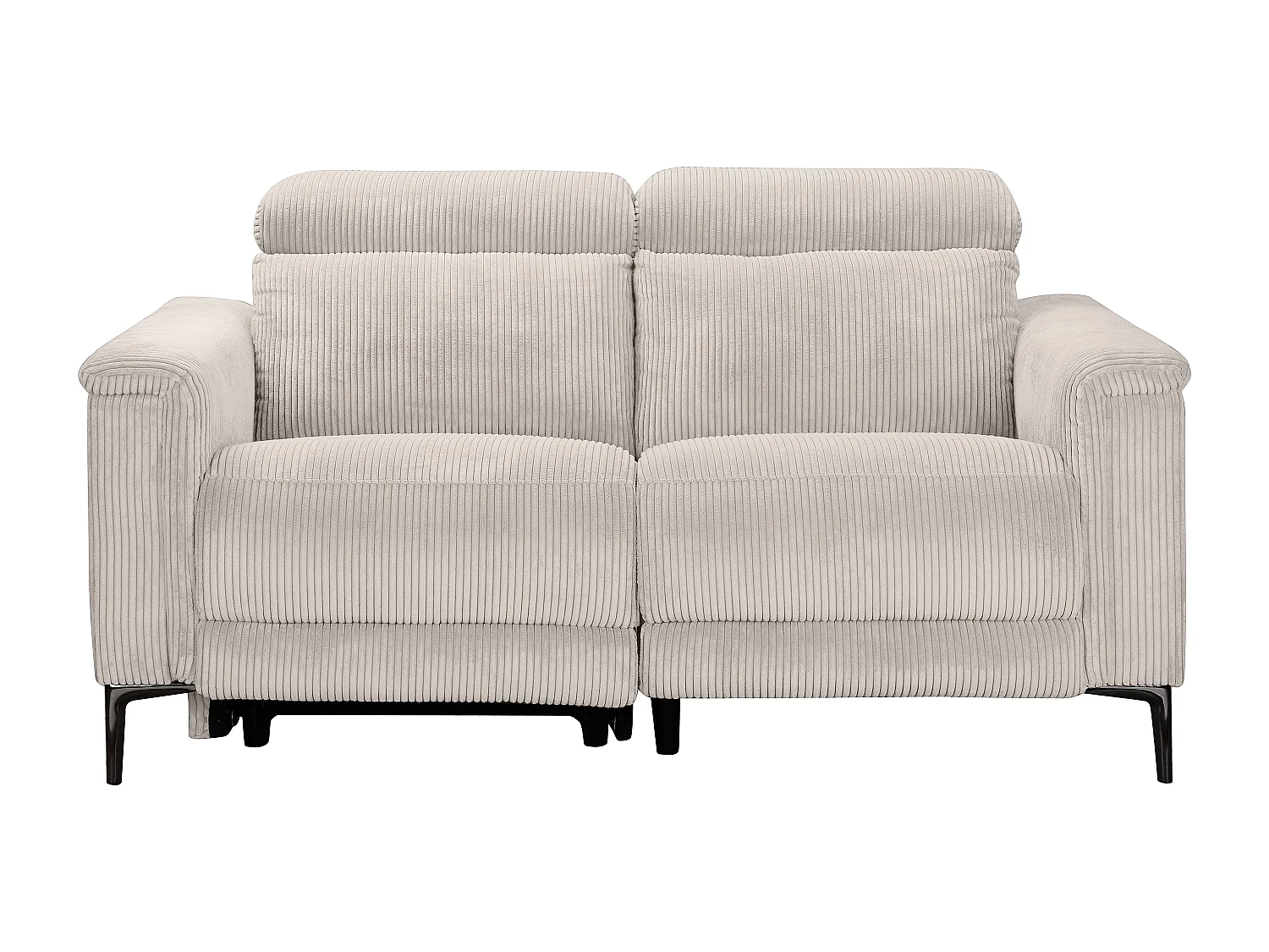 Lund | Canapé 2 places avec 1 fauteuil inclinable électrique en velours côtelé crème