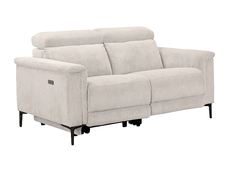 Lund | Sofá de 2 plazas con 1 sillón reclinable eléctrico en crema de pana