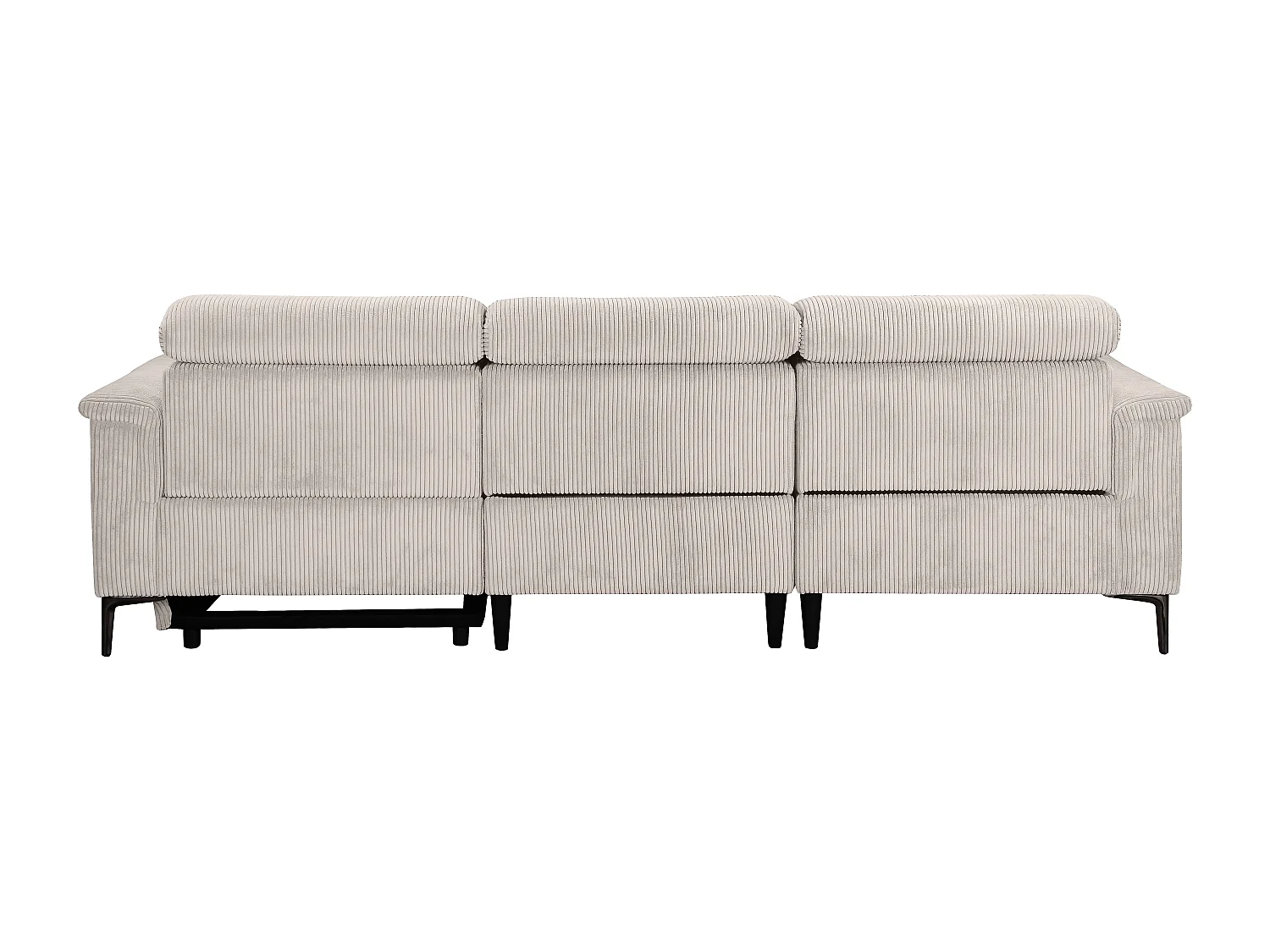 Lund | Canapé d’angle 3 places avec 1 fauteuil inclinable électrique en velours côtelé gris