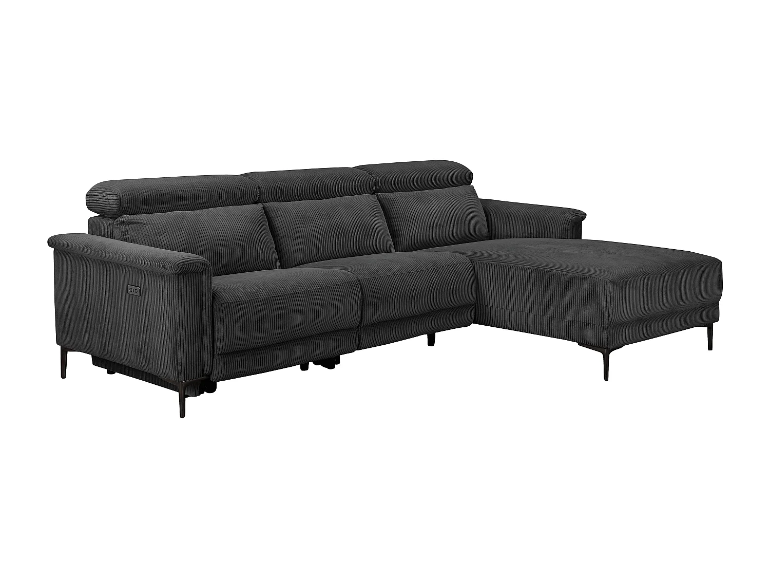 Lund | Sofá 3 plazas con 1 sillón reclinable eléctrico en tela antracita