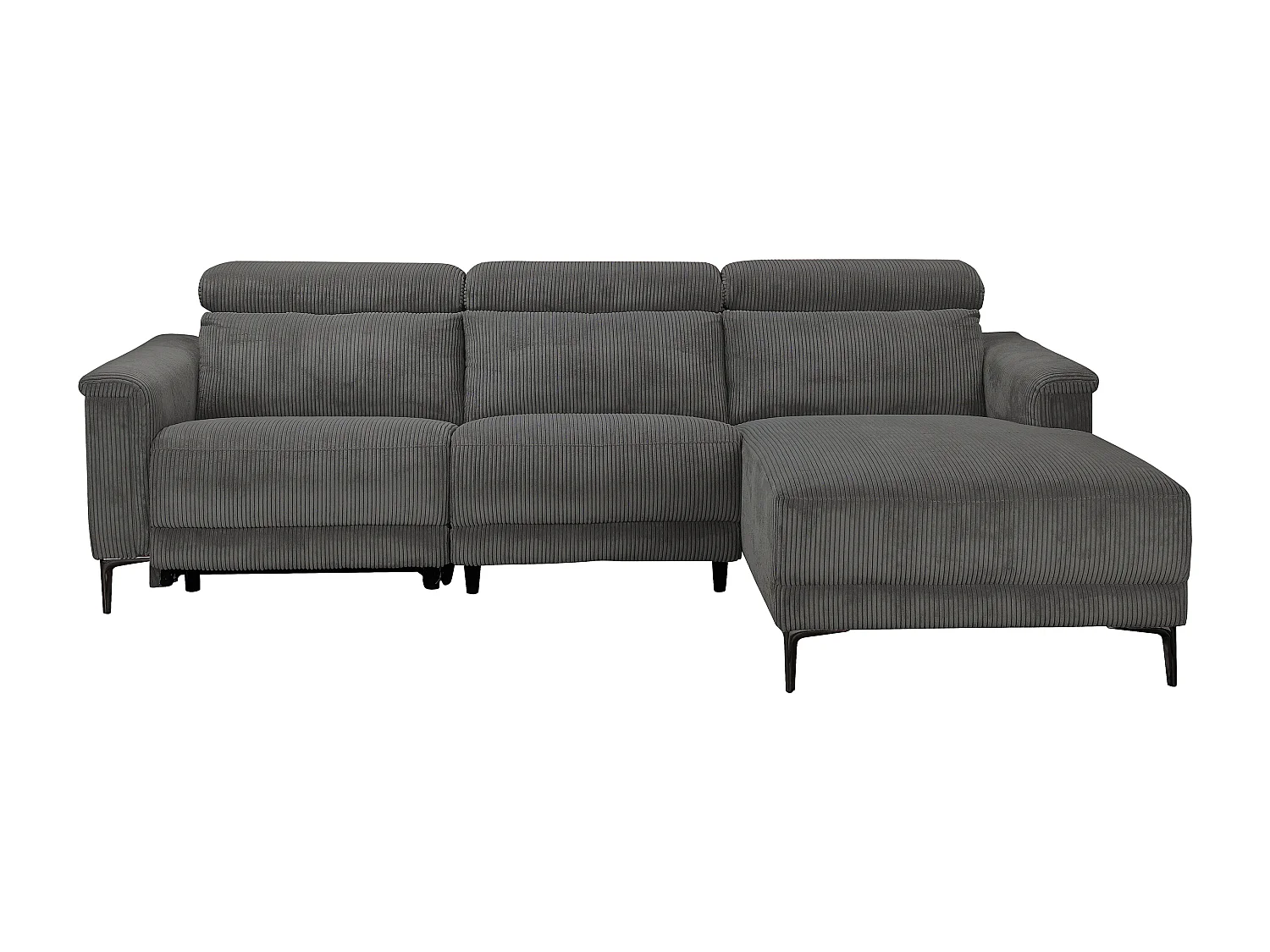 Lund | Canapé d’angle 3 places avec fonction électrique en velours côtelé crème