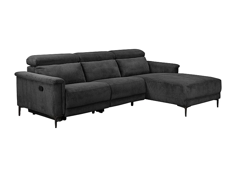 Hoekbank 3-zits met handmatige functie in stof antraciet