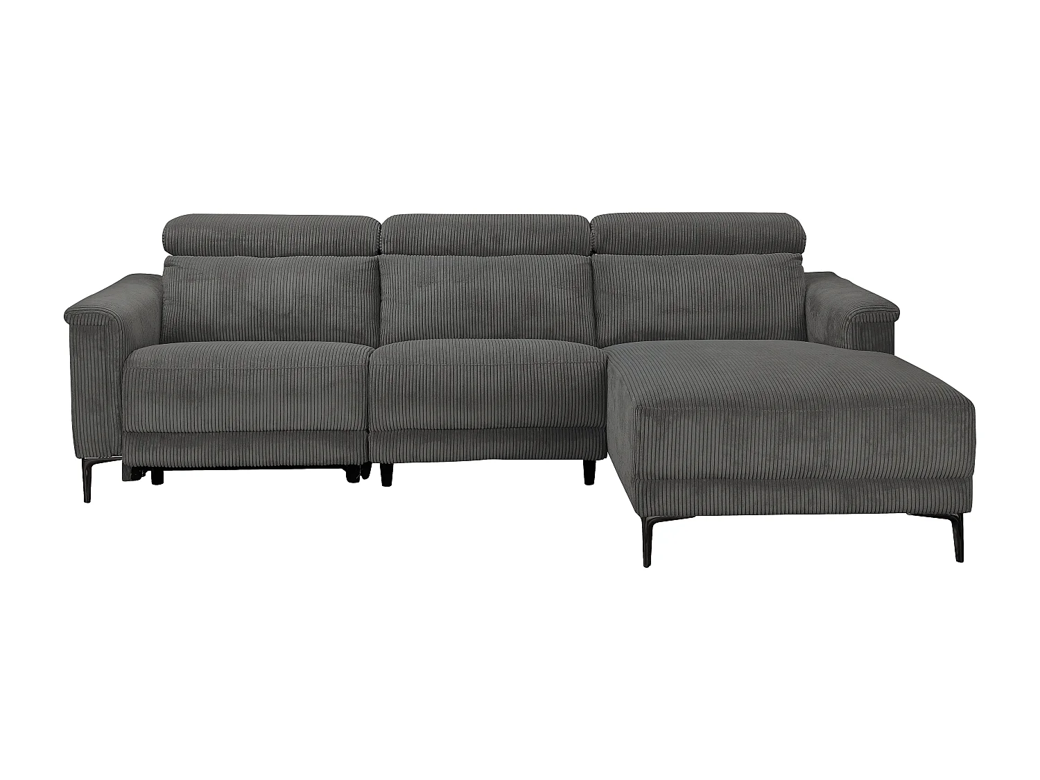 Lund | Canapé 3 places avec 2 fauteuils inclinables électriques en cuir/PU cognac