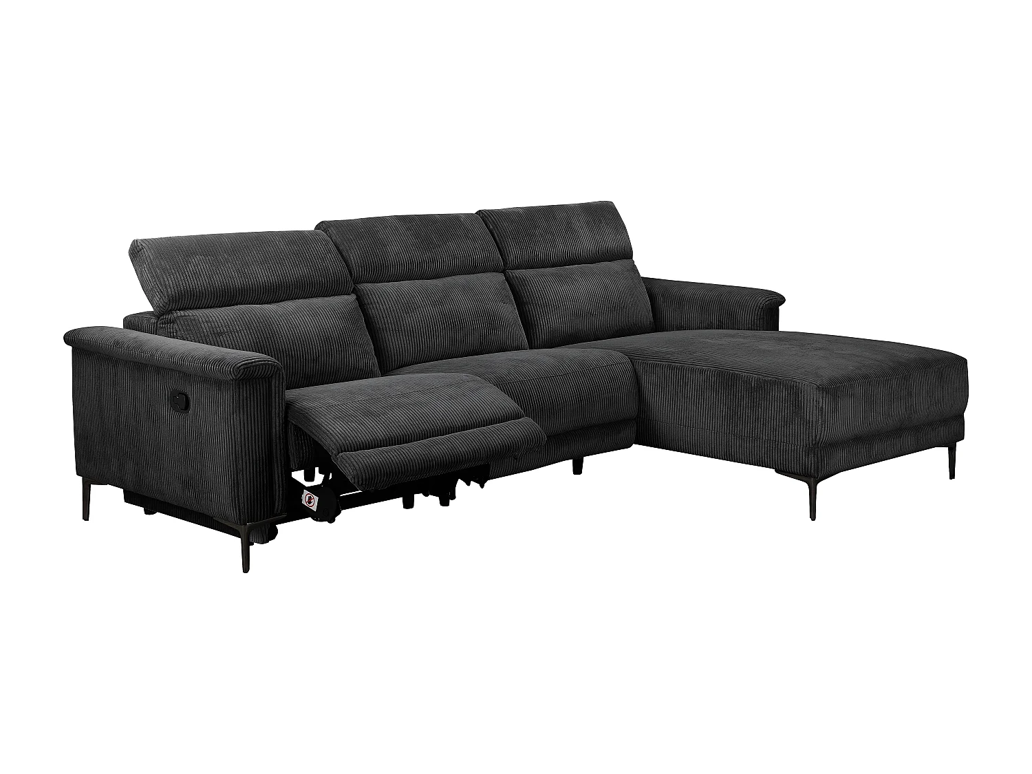 Lund | Canapé 3 places avec 2 fauteuils inclinables électriques en cuir/PU cognac