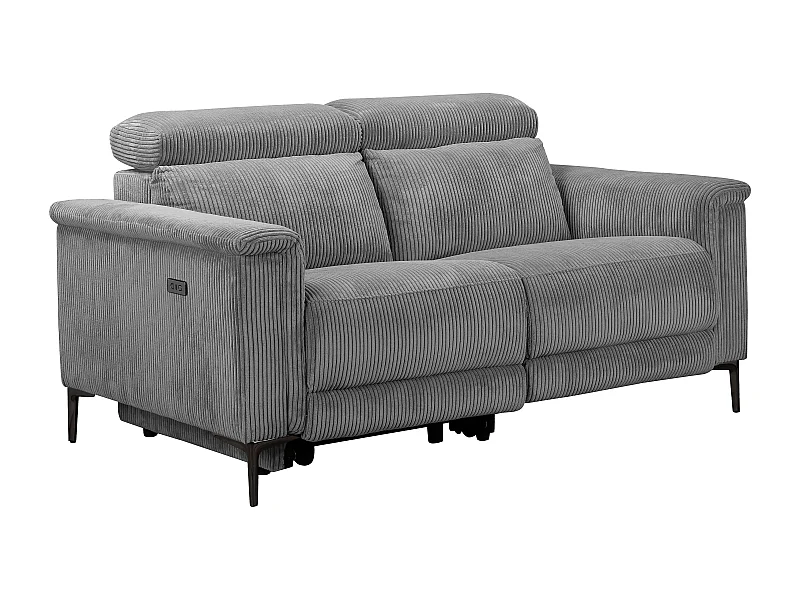 Lund | Divano a 2 posti con 1 poltrona reclinabile elettrica in tessuto nero