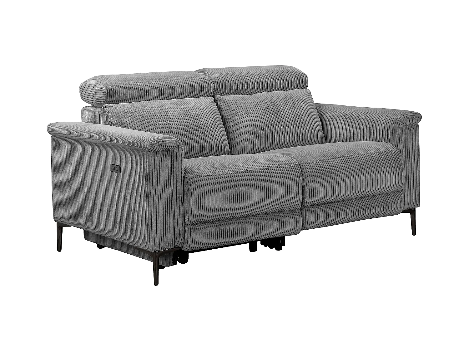 2Seater Sofa met 1 elektrische relaxfauteuil in stof zwart