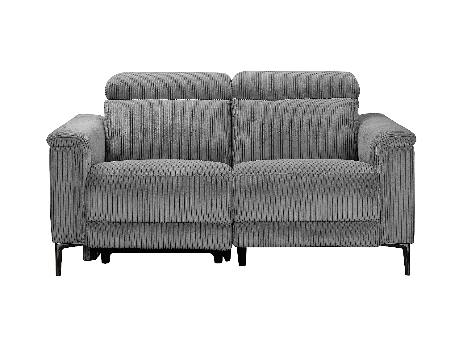 2Seater Sofa met 1 elektrische relaxfauteuil in stof zwart