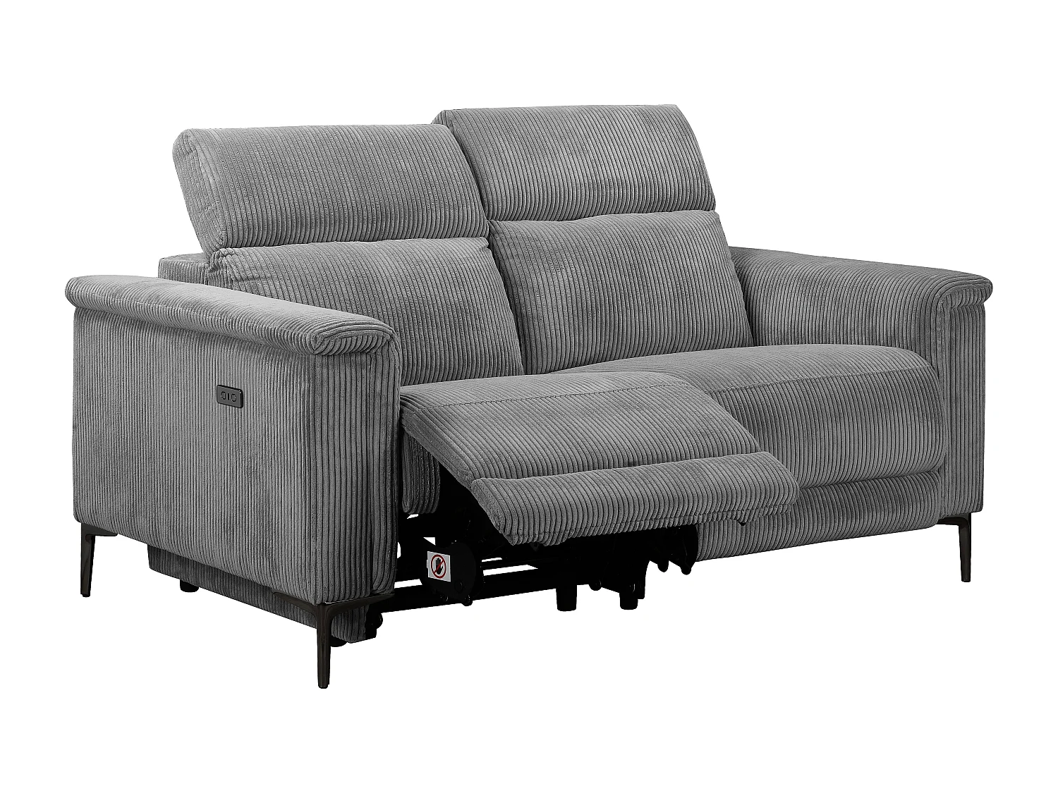 Lund | Canapé 2 places avec 1 fauteuil inclinable électrique en tissu noir