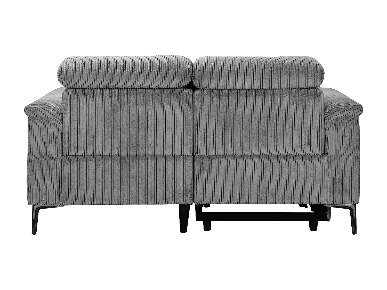 2Seater Sofa met 1 elektrische relaxfauteuil in stof zwart