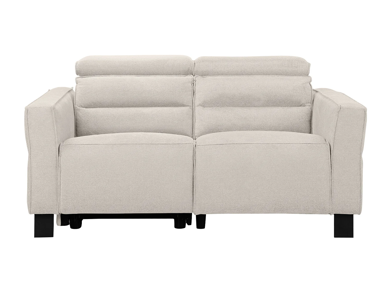 Carpari | Sofá 2 plazas con 1 sillón reclinable manual en tela crema