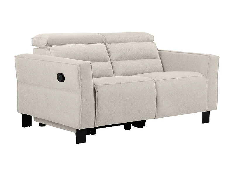 2-zits bank met 1 handmatige relaxfunctie in stof roomkleur