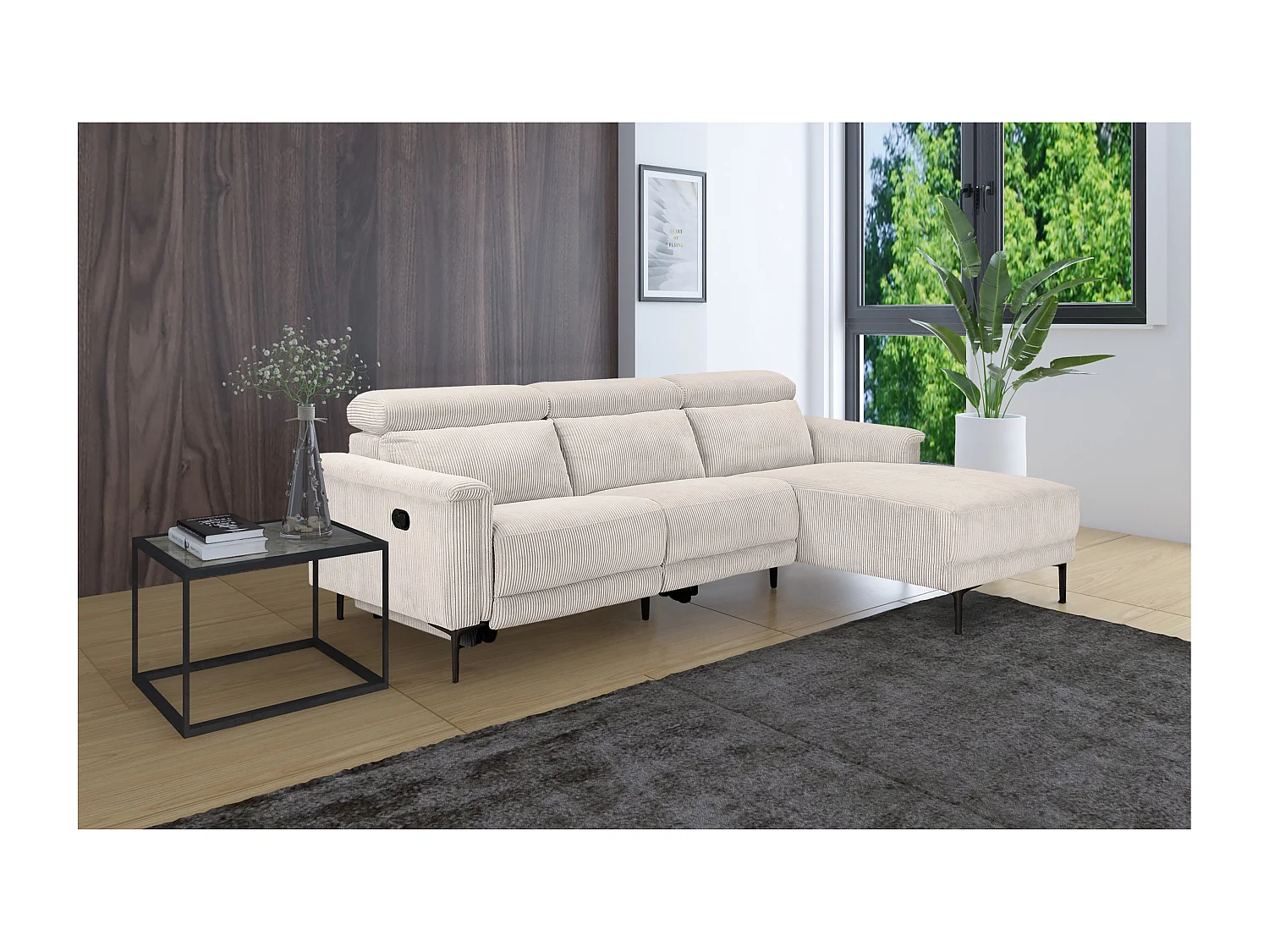 Carpari | Canapé 3 places avec 2 fauteuils inclinables électriques en tissu anthracite