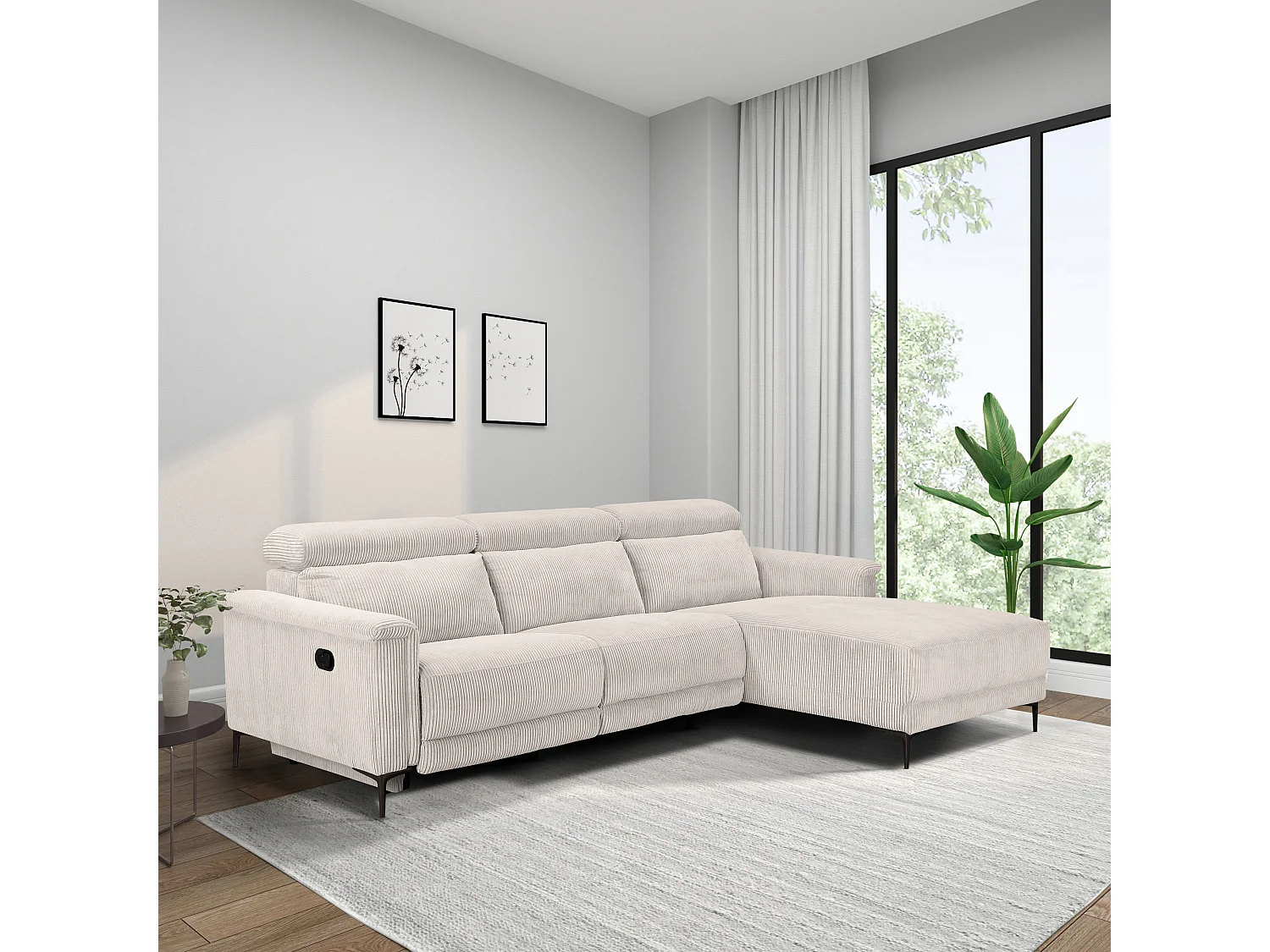 Carpari | Canapé 3 places avec 2 fauteuils inclinables électriques en tissu anthracite