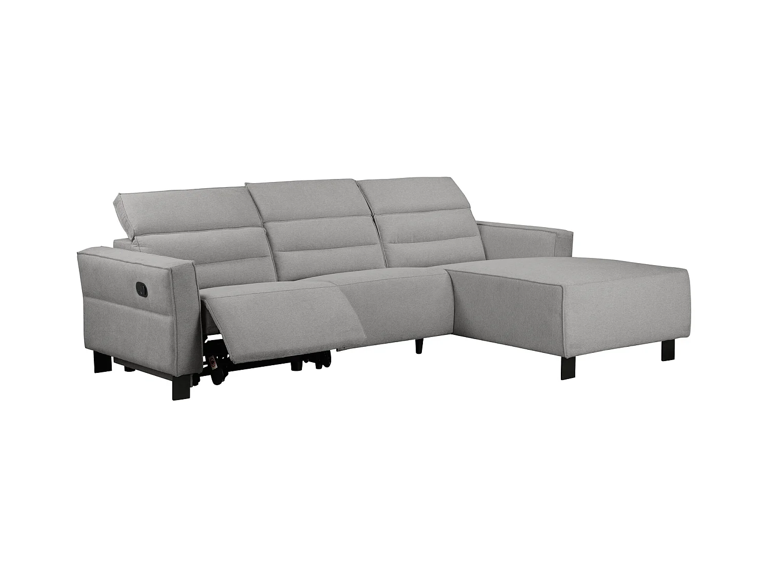 Hoekbank 3-zits met handmatige functie in lichtgrijze stof