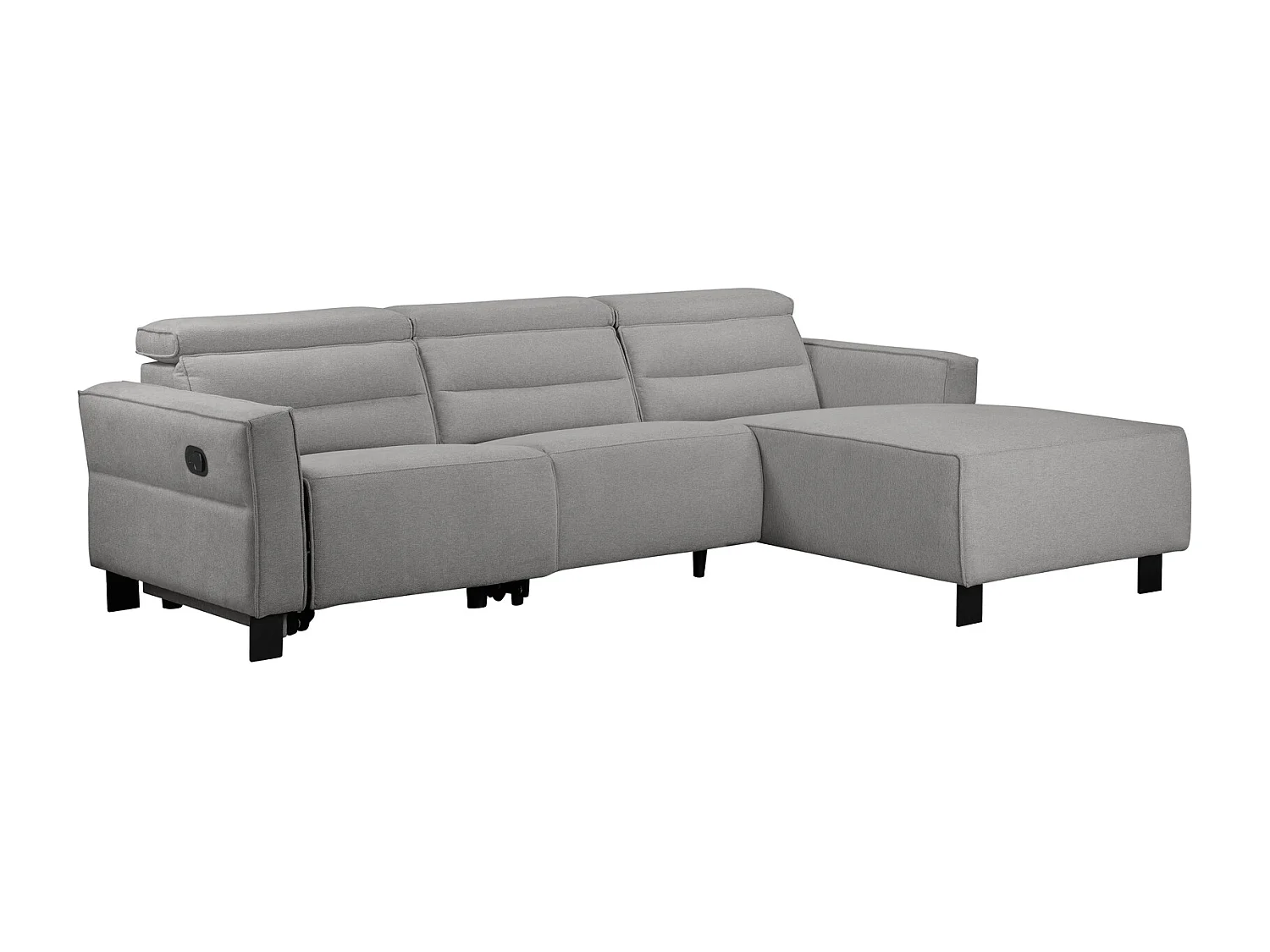 Carpari | Canapé 3 places avec 2 fauteuils inclinables électriques en tissu gris clair
