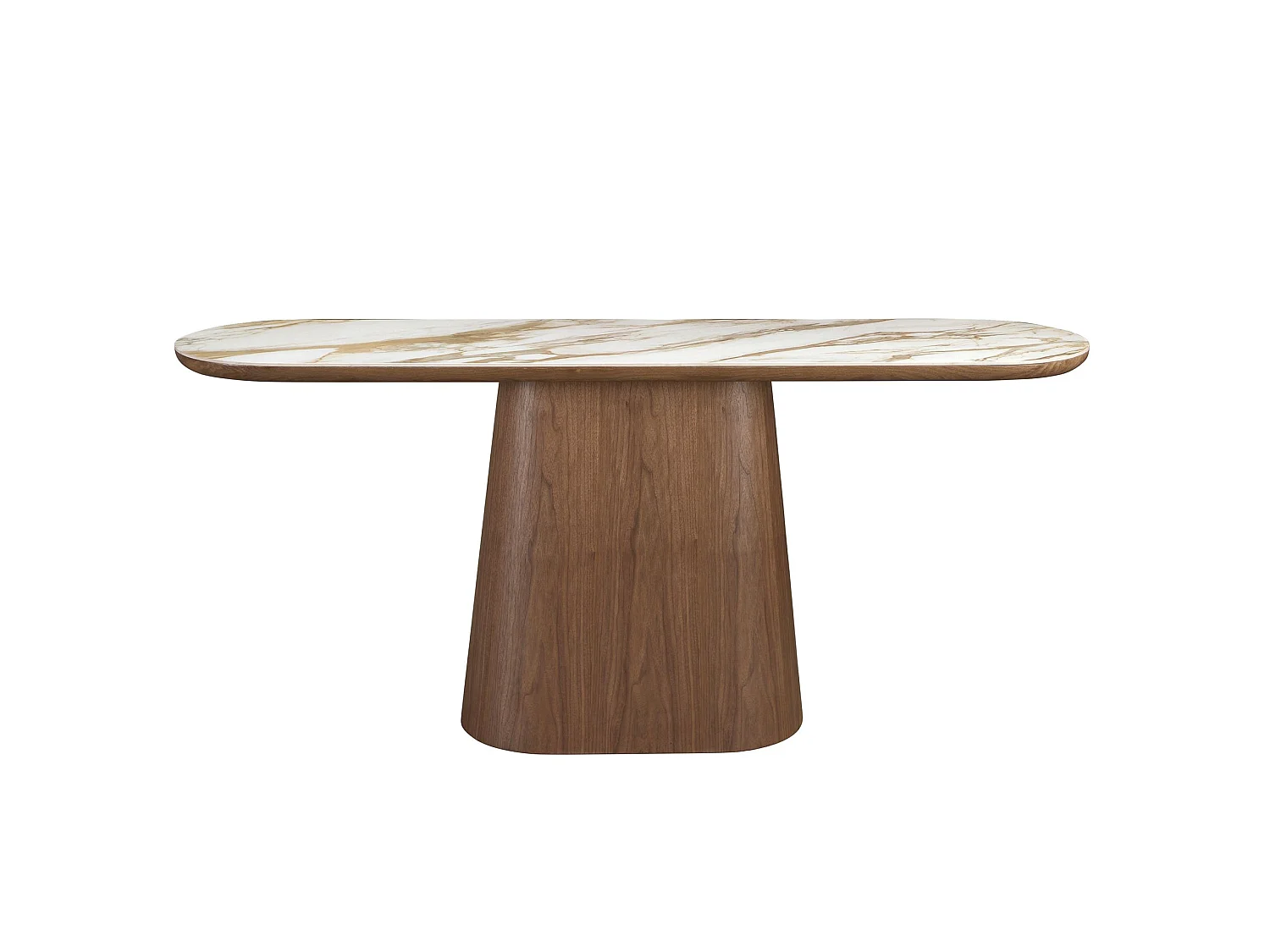 Table console ovale demi-ronde en porcelaine et noyer 3284 ANGEL CERDA