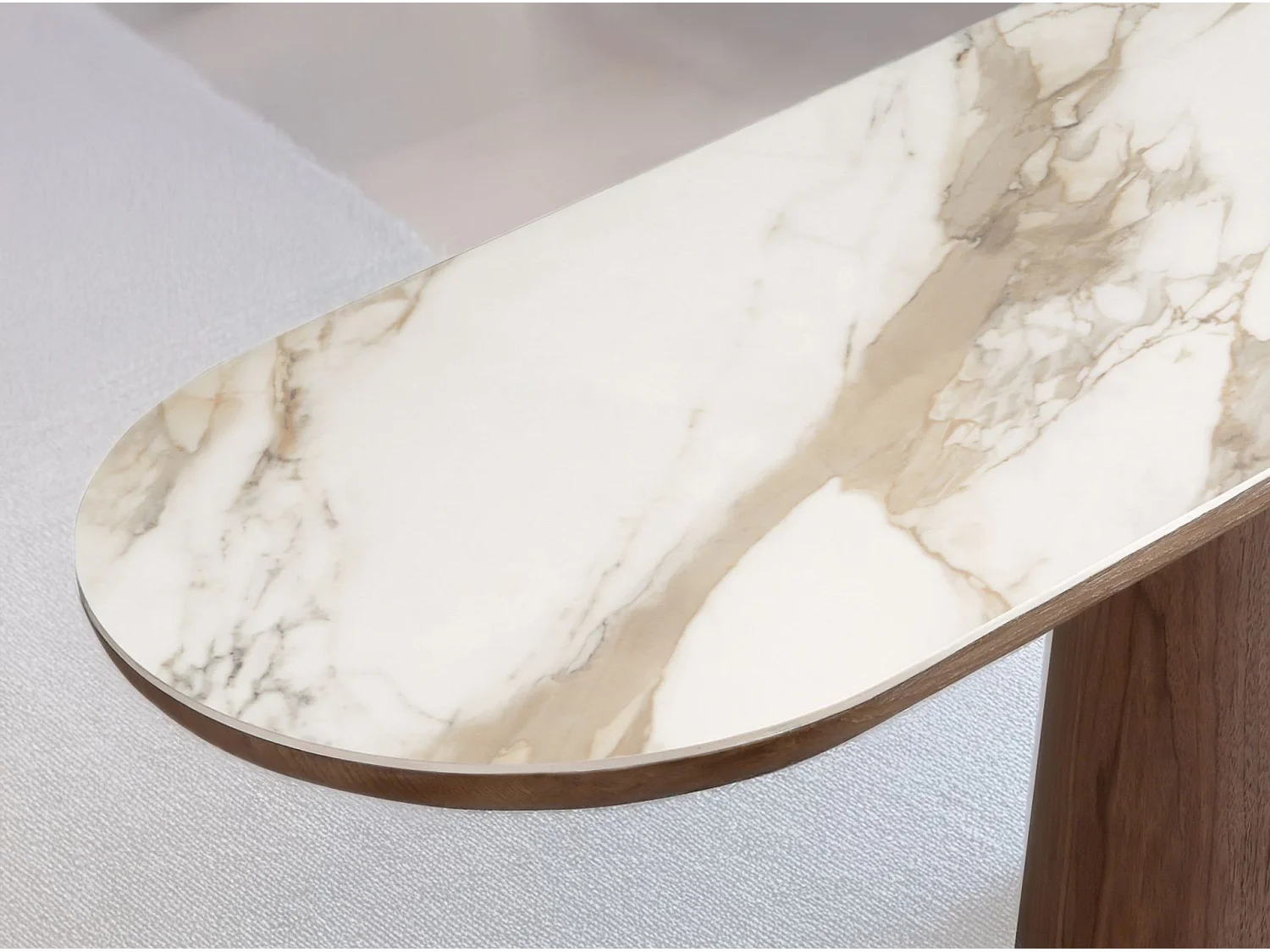 Table console ovale demi-ronde en porcelaine et noyer 3284 ANGEL CERDA