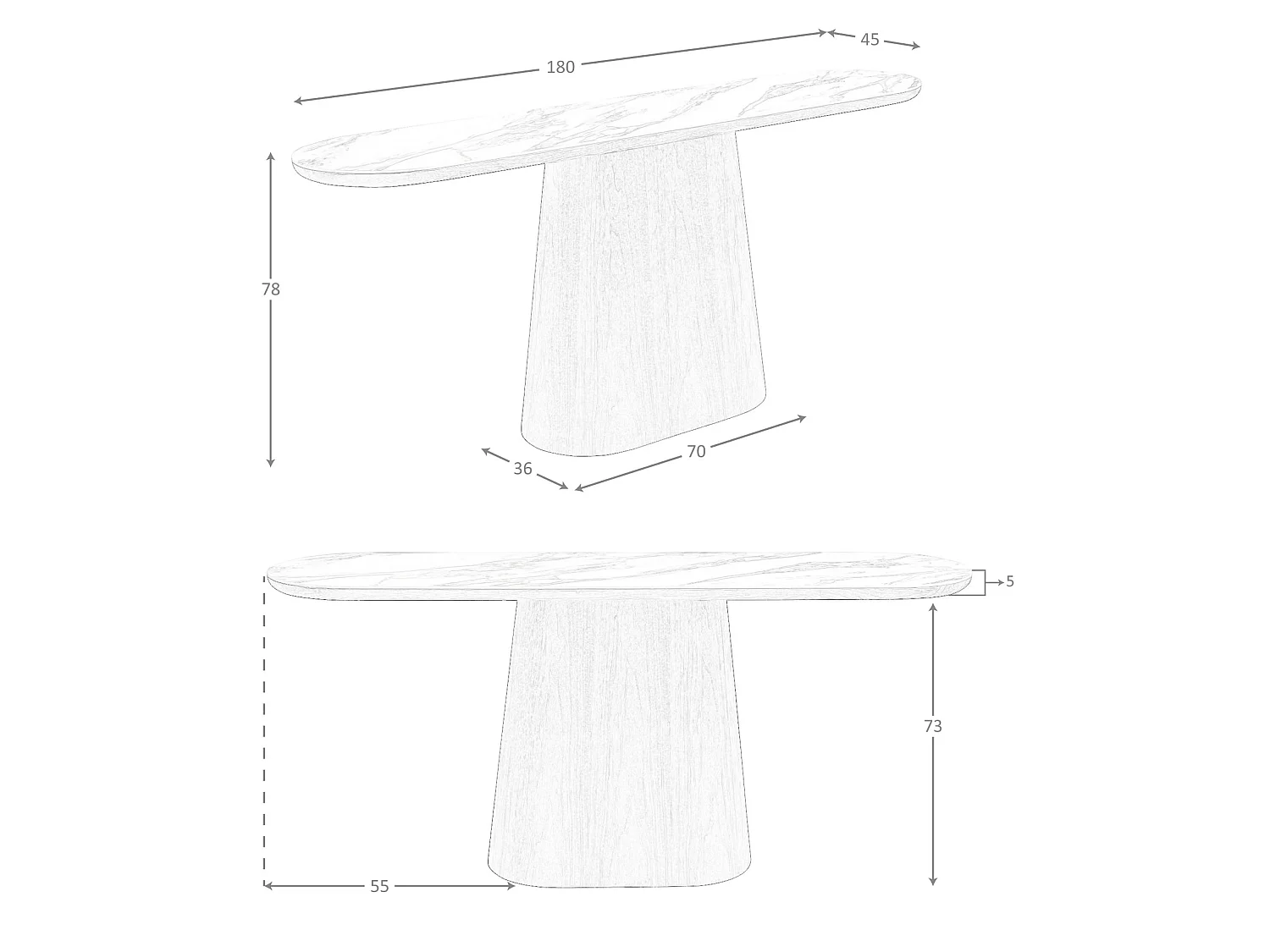 Table console ovale demi-ronde en porcelaine et noyer 3284 ANGEL CERDA