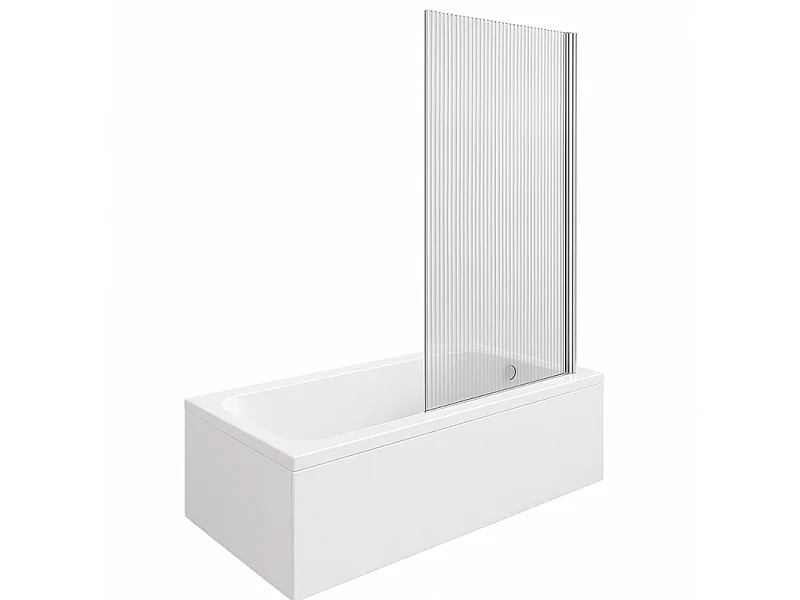 Baignoire droite DURAVIT D-Code bonde au cente 170 x 75 cm + Pare bain AURYS Raywall chromé version droite