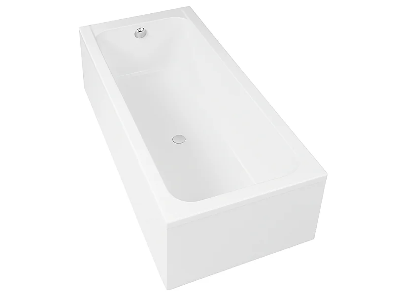 Baignoire droite DURAVIT D-Code bonde au cente 170 x 75 cm + Pare bain AURYS Raywall chromé version gauche