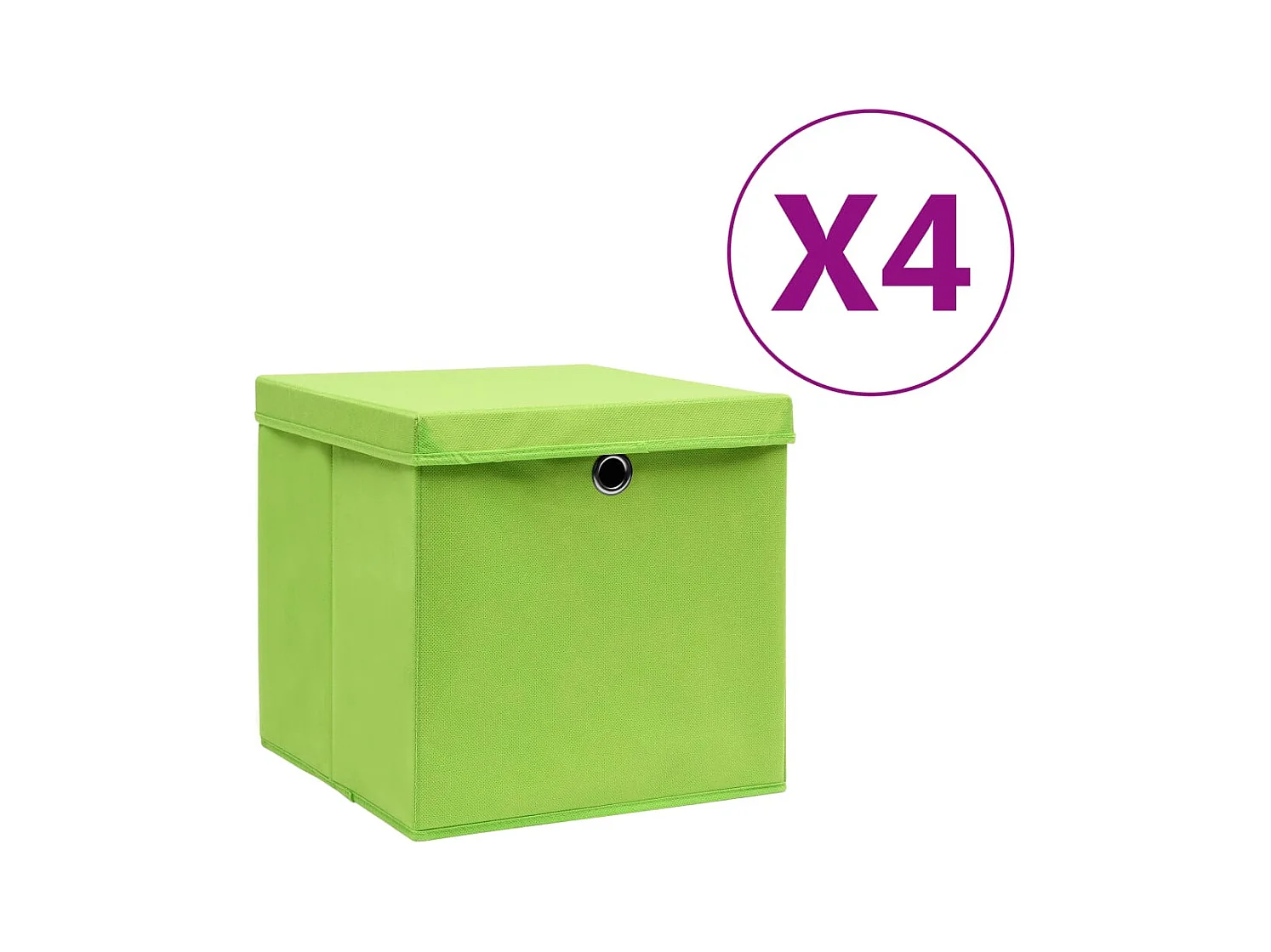 Boîtes de rangement avec couvercles 4 pcs 28x28x28 cm Vert