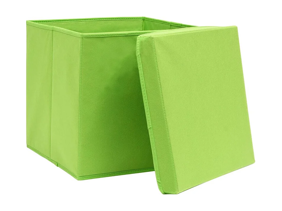 Set van 4 Opvouwbare Opbergdozen met Deksel Groen 28x28x28 cm