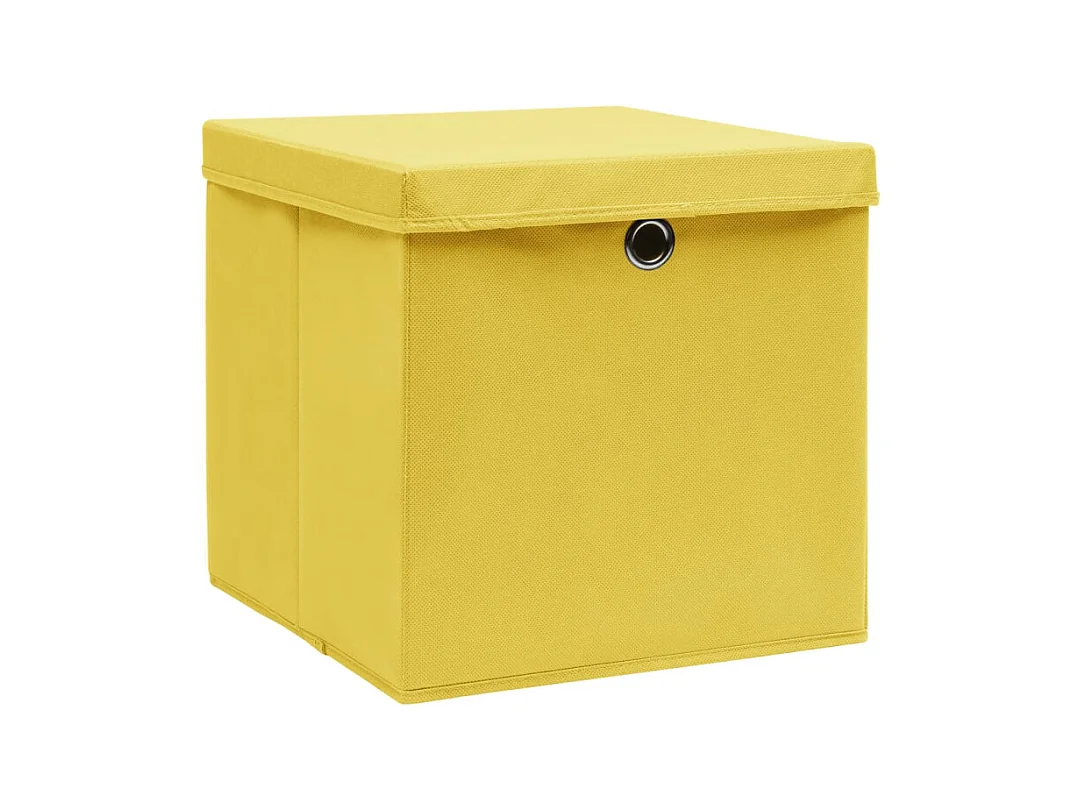 Boîtes de rangement avec couvercles 4 pcs 28x28x28 cm Jaune