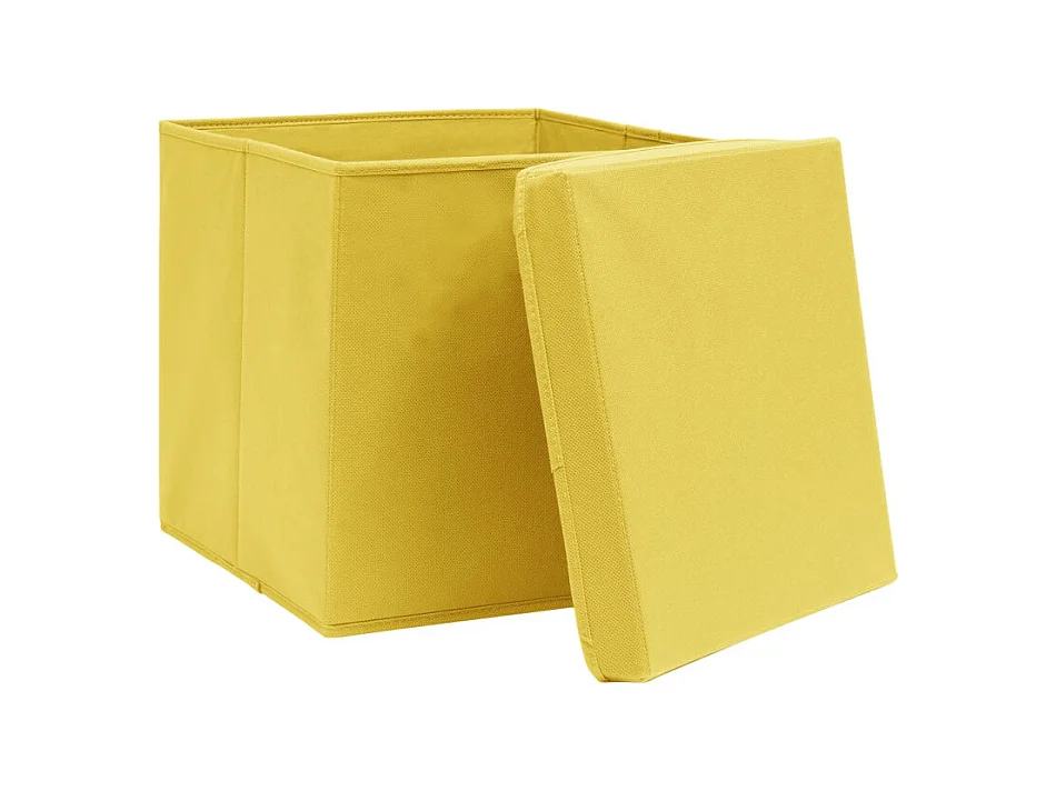Boîtes de rangement avec couvercles 4 pcs 28x28x28 cm Jaune