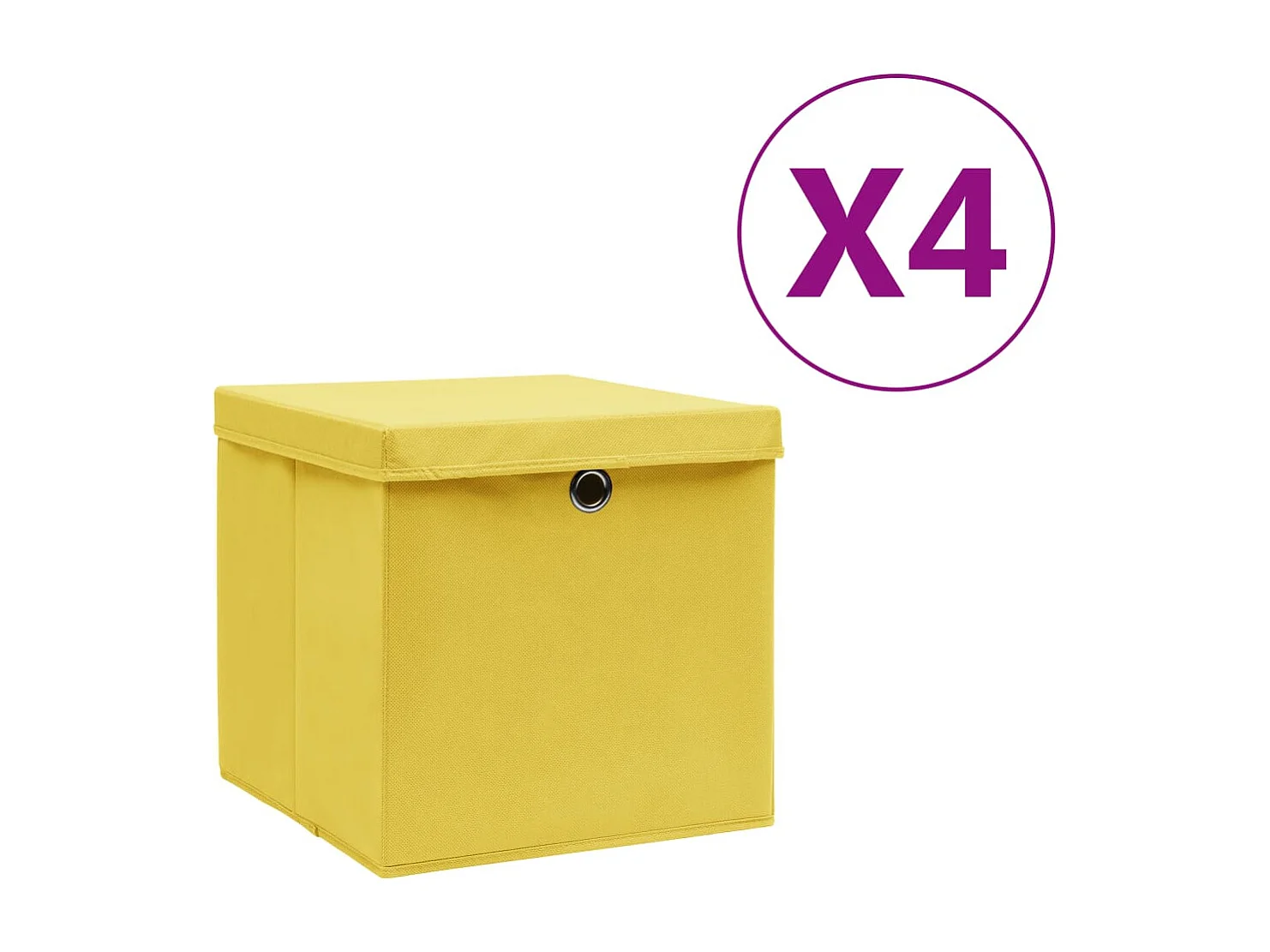 Boîtes de rangement avec couvercles 4 pcs 28x28x28 cm Jaune