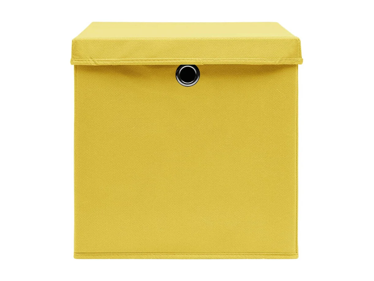 Boîtes de rangement avec couvercles 4 pcs 28x28x28 cm Jaune