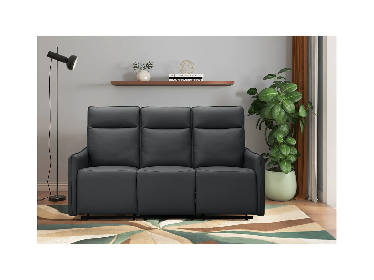 Lugo | Divano 3 posti con funzione manuale in PU nero