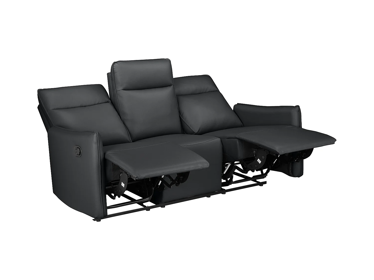 Lugo | Divano 3 posti con funzione manuale in PU nero