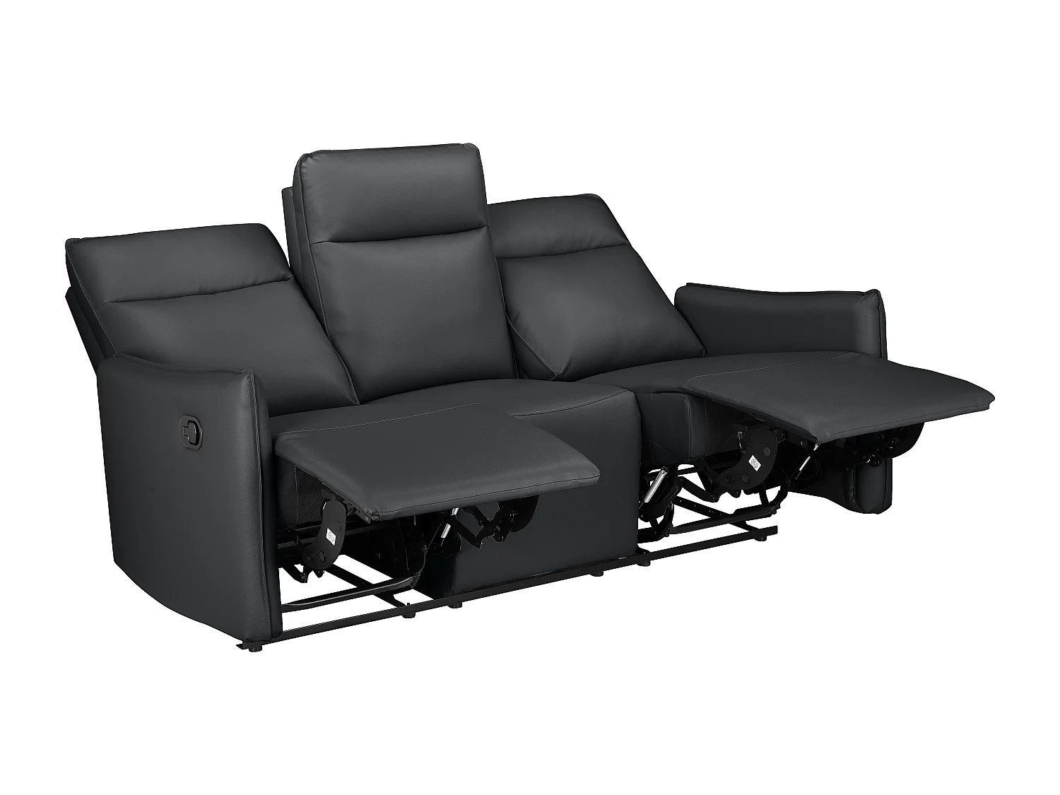 Lugo | Canapé 3 places avec fonction manuelle en PU noir