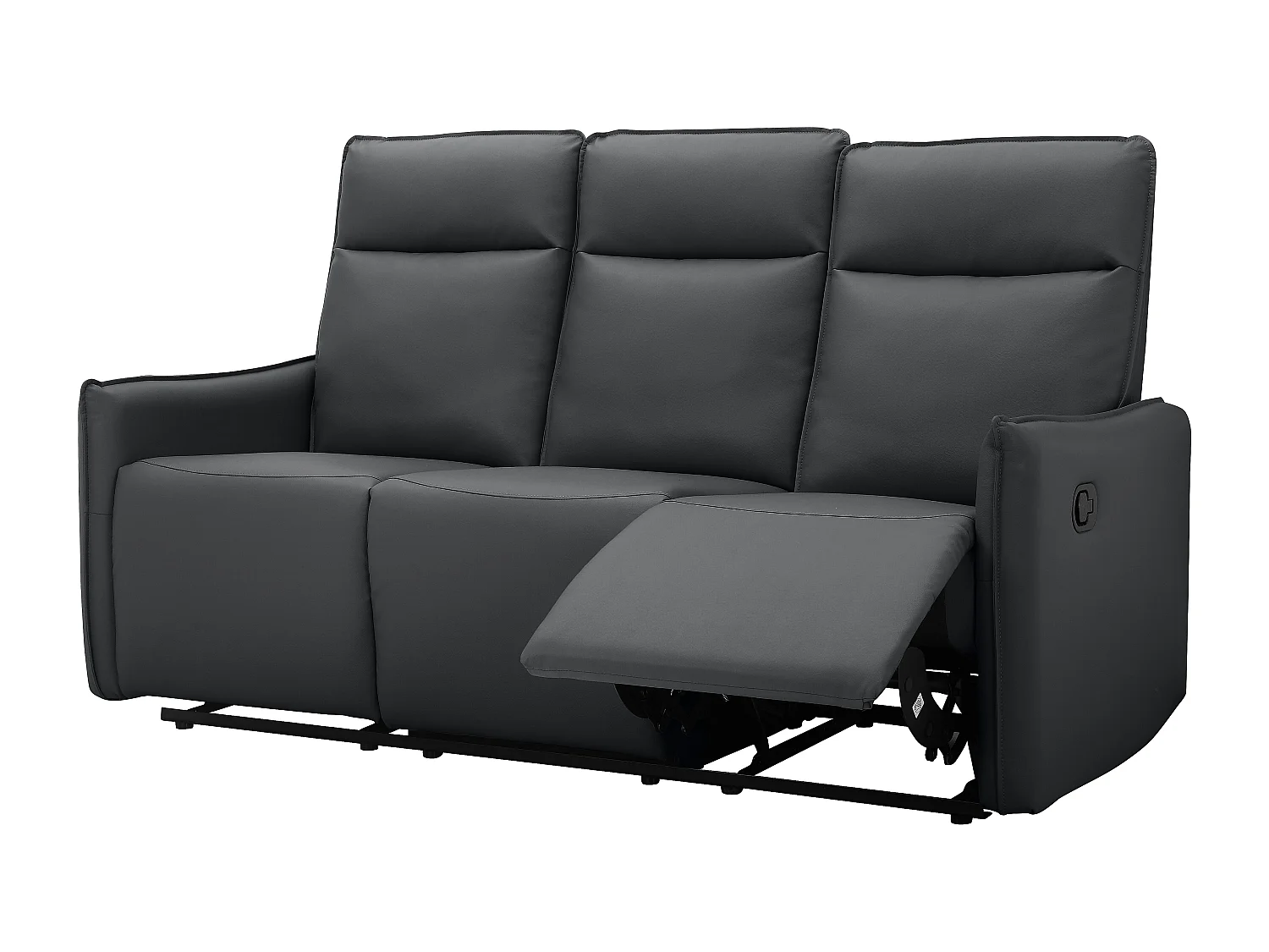 Lugo | Canapé 3 places avec fonction manuelle en PU noir